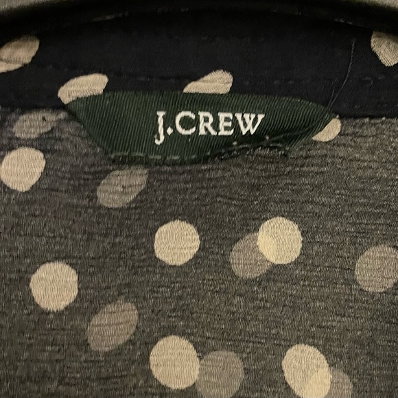 J. Crew Navy White Polka Dot Chiffon w Tassels Top - Picture 4 of 8